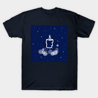 candle, prayer, holiday, christmas, christmas eve, light, lighting, wax, night, technology, light, universe, cosmos, galaxy, shine, concept, illustration T-Shirt